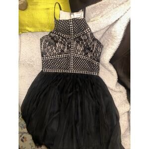 NEW! Francecsa's Thea Black Mesh Sleeveless Lined Mini Dress Size Large D7